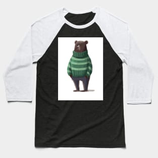 Bear in Winter Pullover Baseball T-Shirt